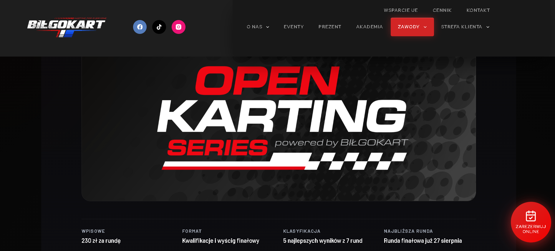 Strona internetowa BIŁGOKART
